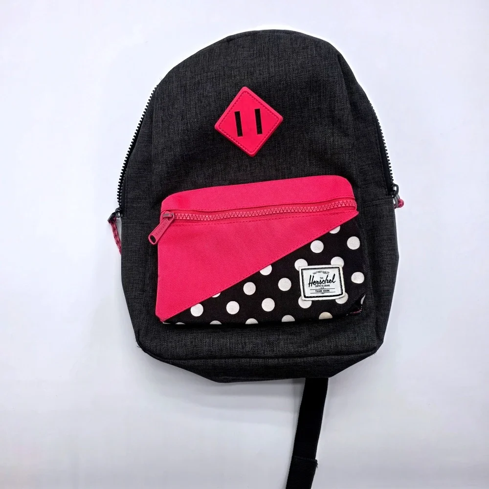 Herschel Supply Co Heritage Kids Backpack Grey Pink Polka Dot Mini Bag